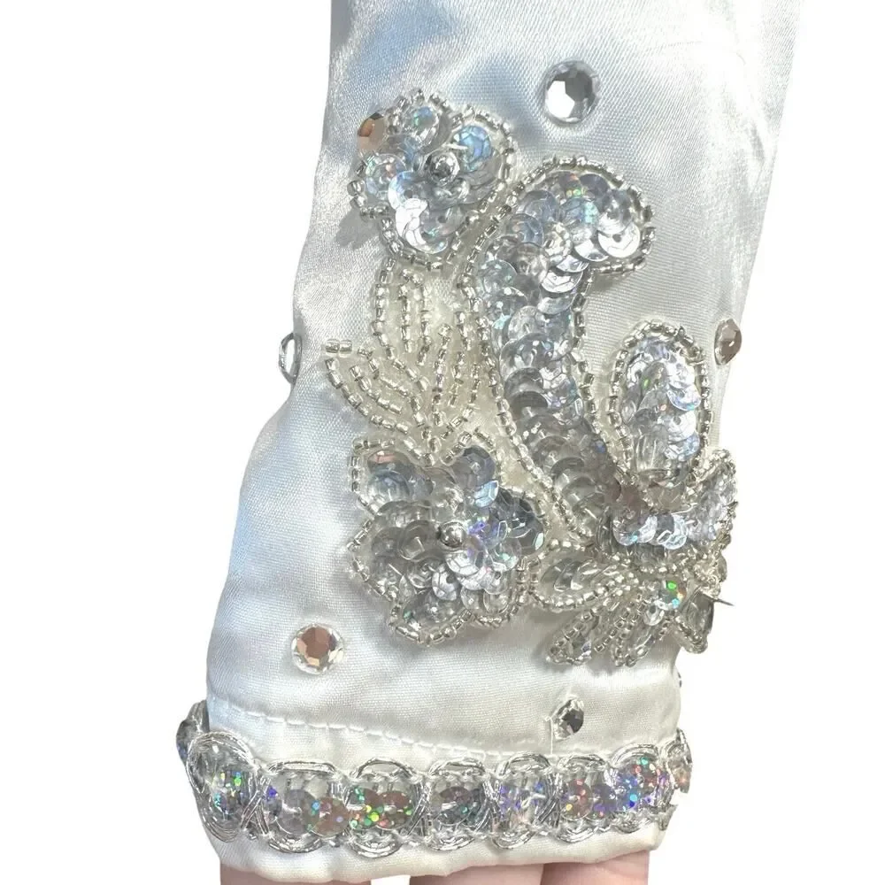 VTG Handmade Cupid Fairy Embellished Rhinestone Fur Top w/Wings Costume Girls XL